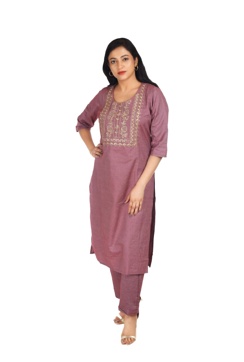 Purple Chic Cotton Comfort Kurti With Pant for Women