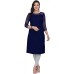 American Crepe And Rasal Net Detail On Neck Blue Long Kurti