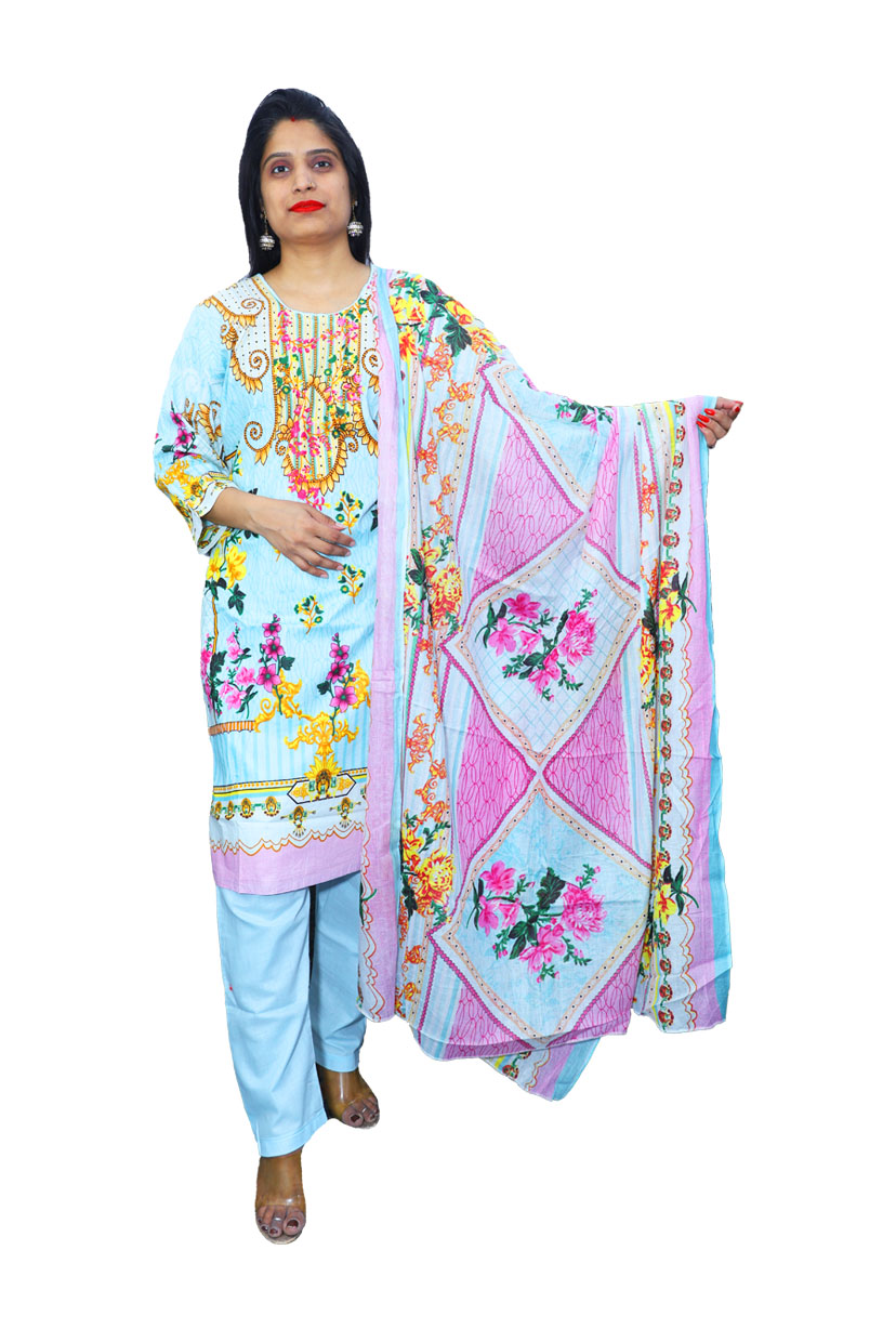 Degital Print Pakistani Suits Cotton Fabric