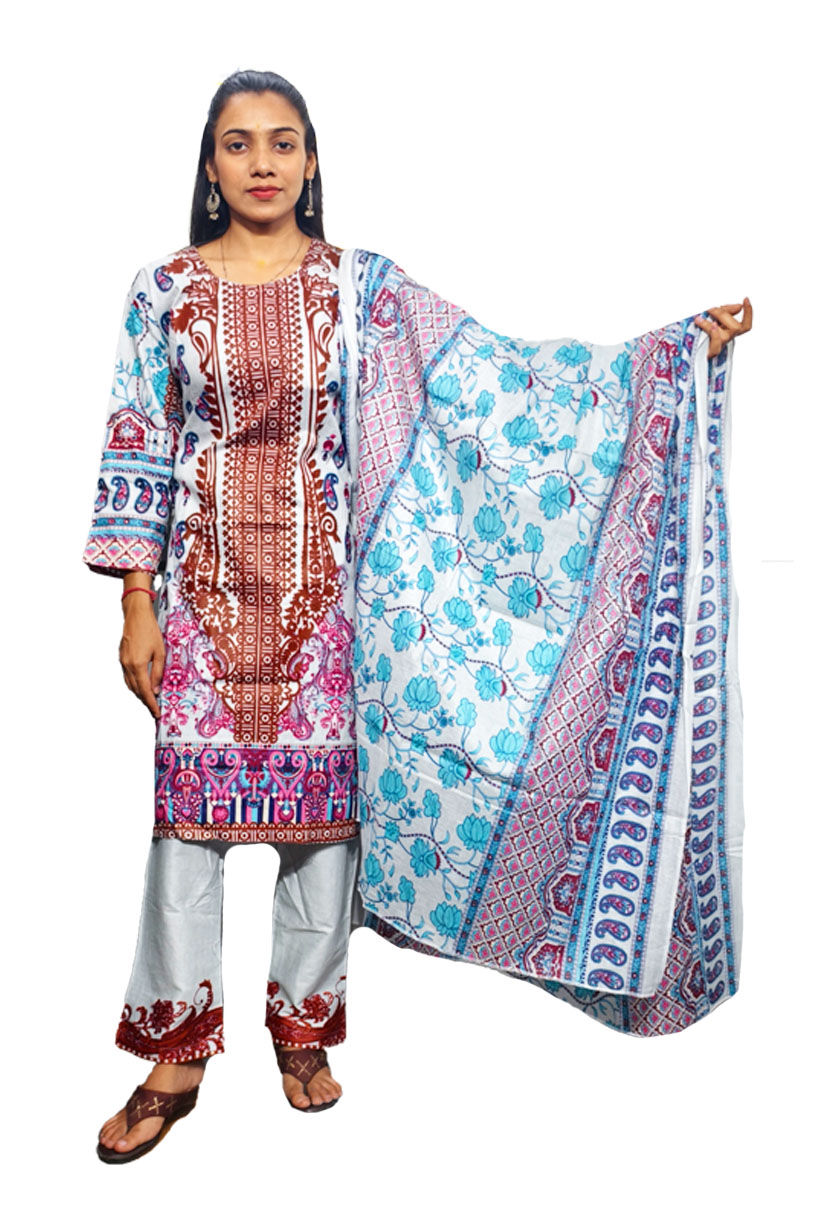 Degital Print Pakistani Suits Cotton Fabric