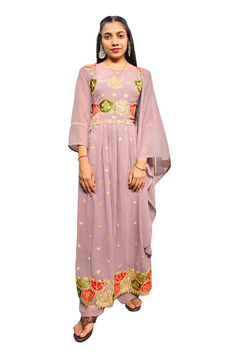 Naira Cut Suit Georgette Pink