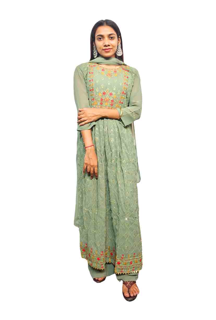 Naira Cut Suit Georgette