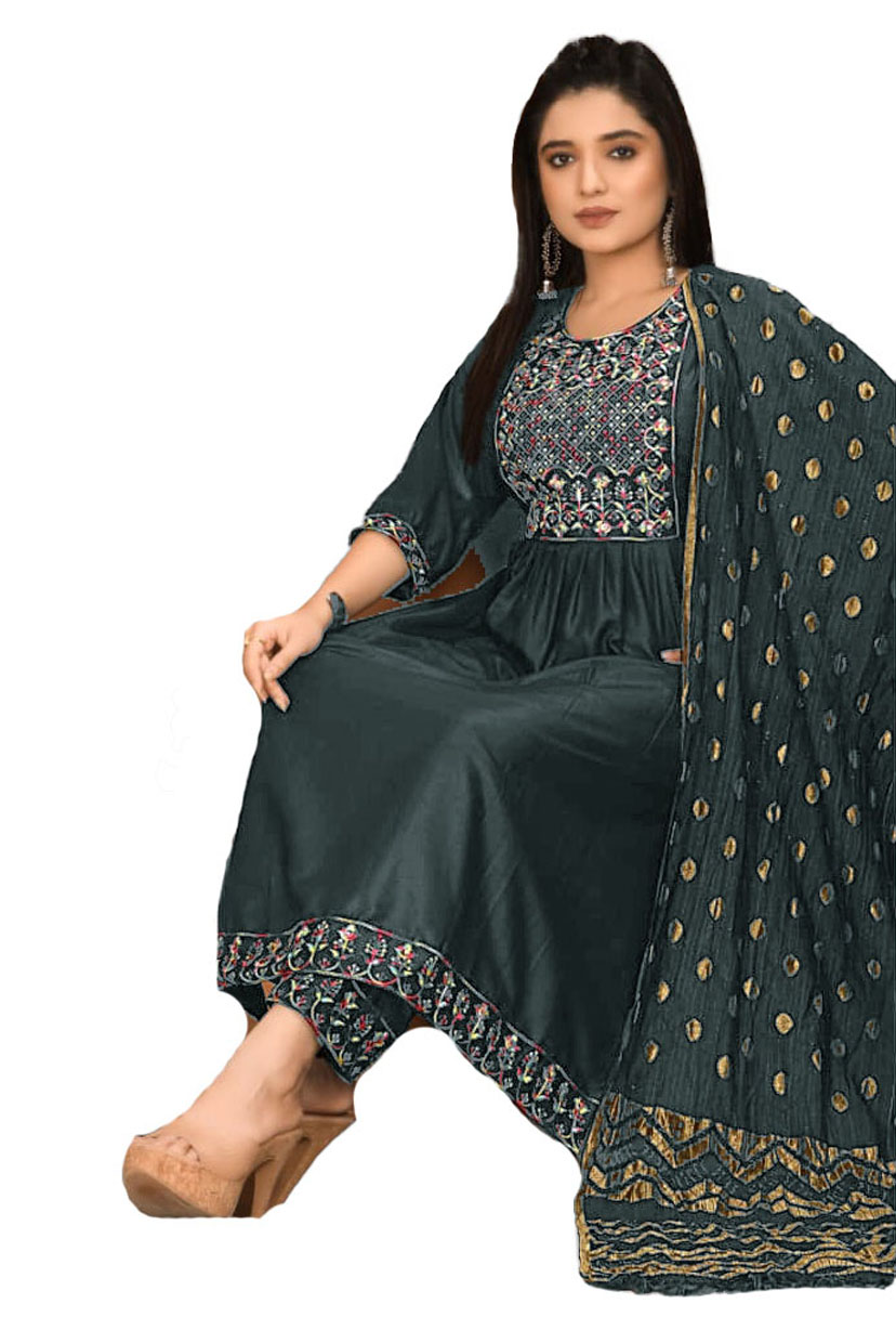 Naira Cut Kurti Pant with Dupatta 3pcs