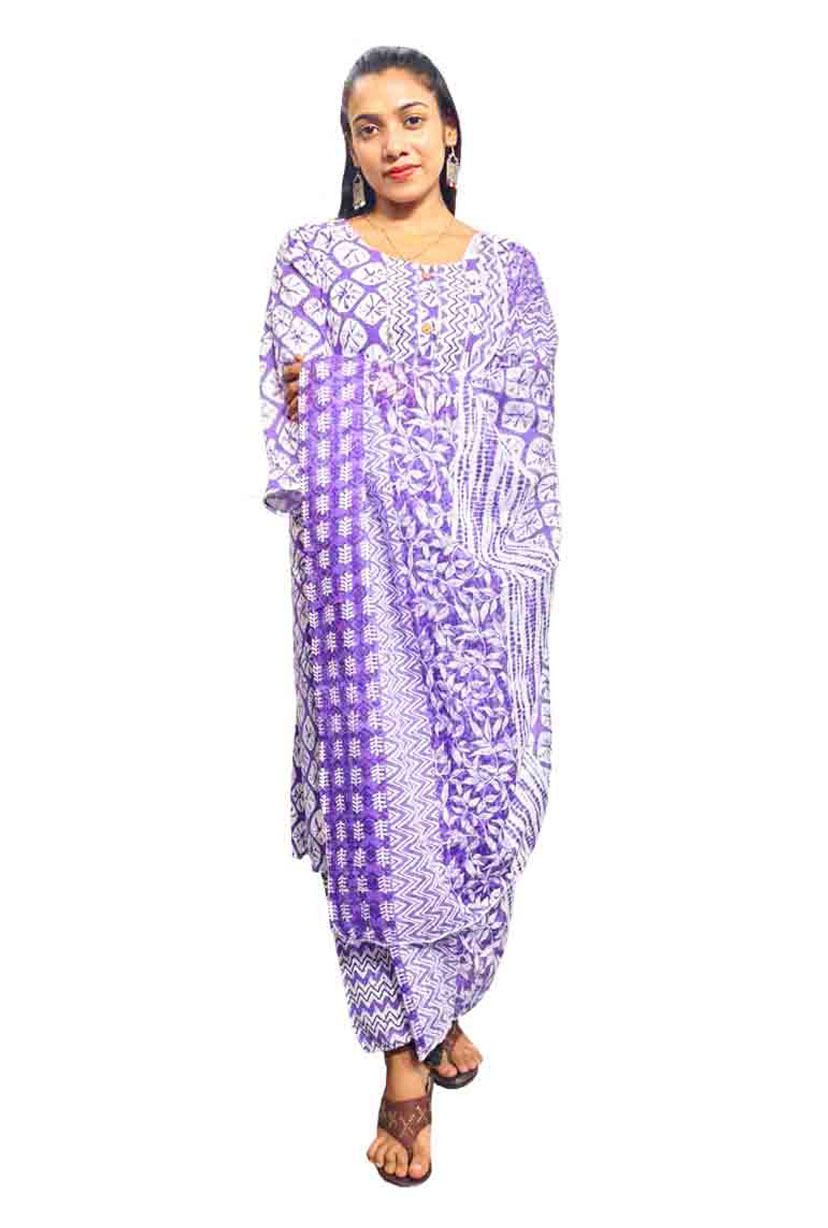 Cotton Kurti Pant with Dupatta 3 Piece Set