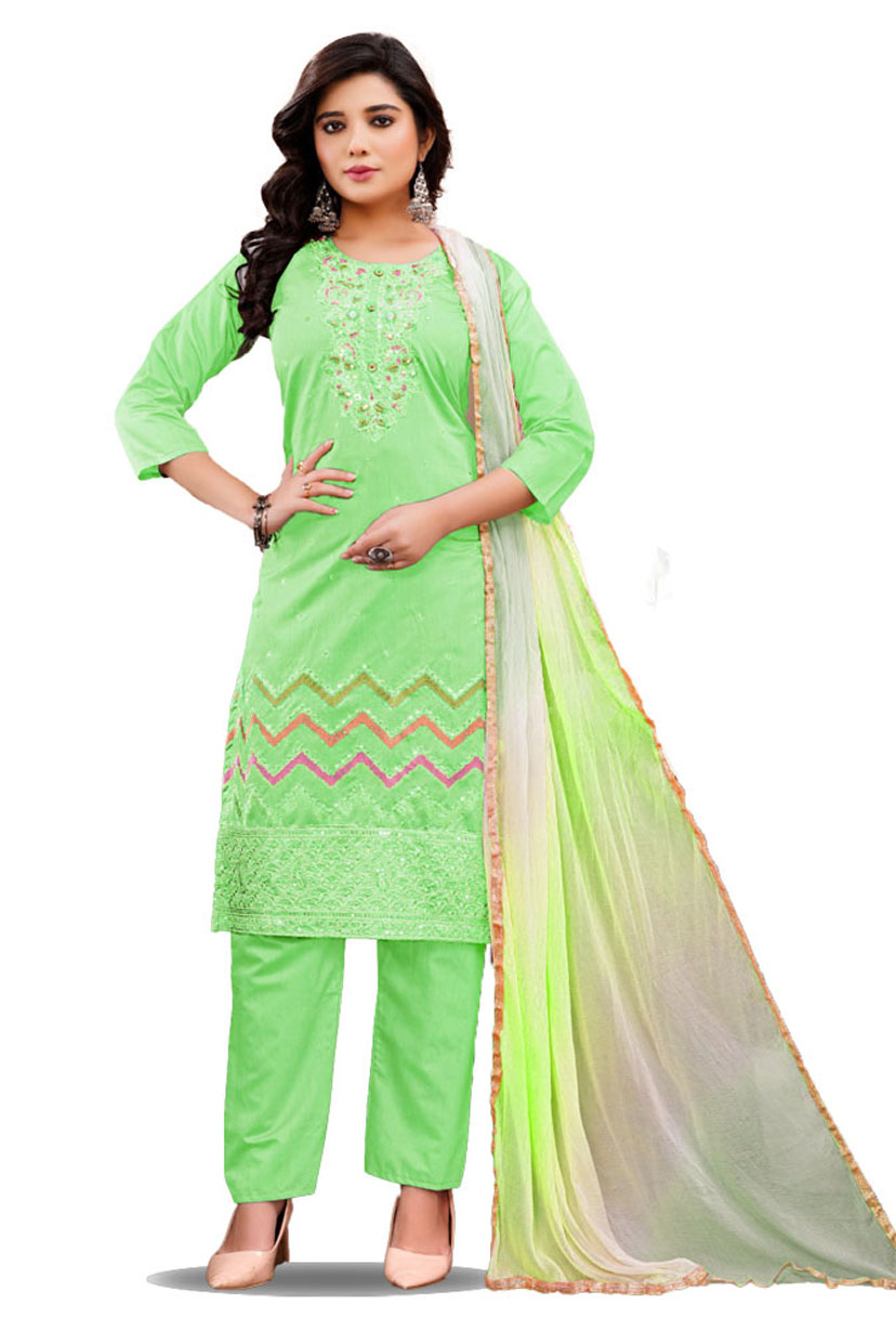 Party Wear Silk Kurti Pant Set