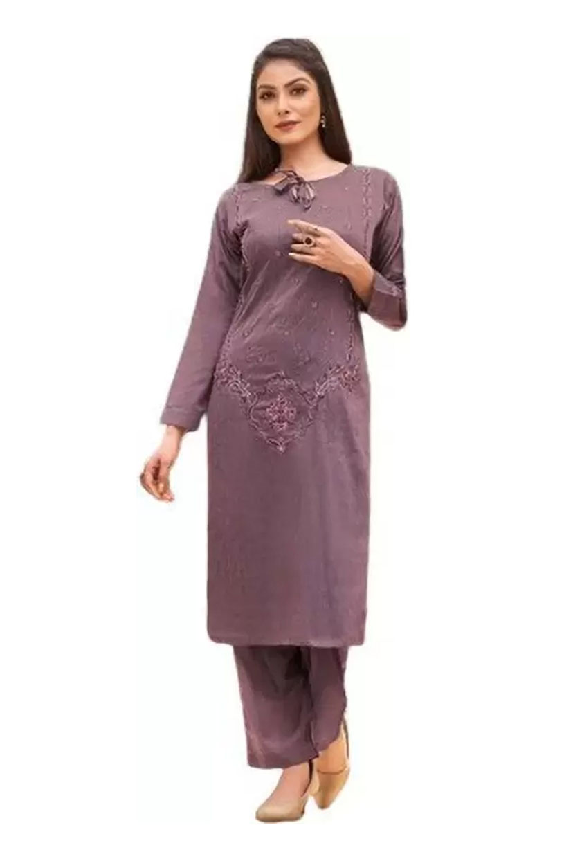 Party Wear Cotton Kurti Pant Embroidery Work