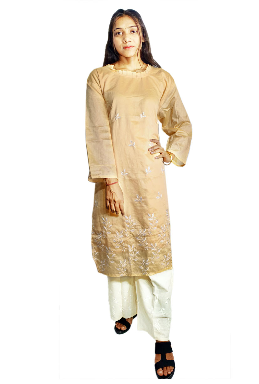 Women Kurti Palazzo Set With Embroidery Work