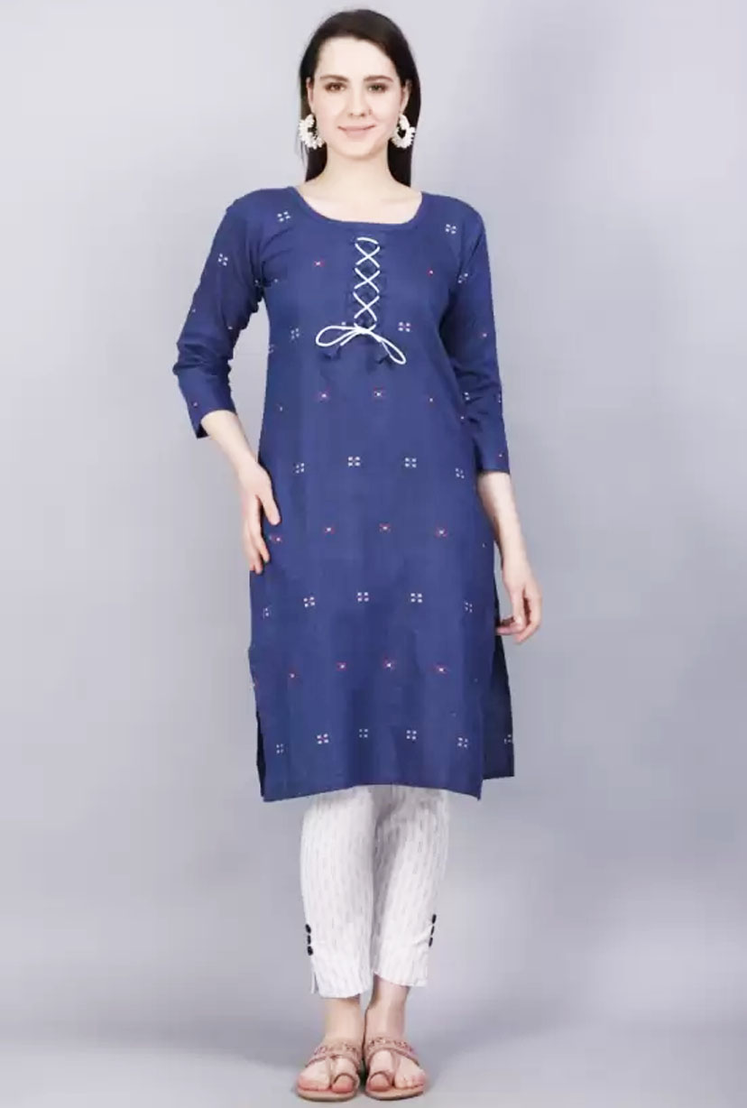 Women's Kurti with Pant Set Cotton Fabric