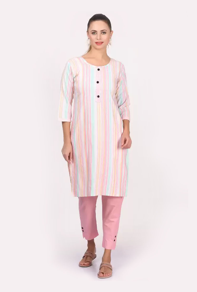 Women's Kurti with Pant Set Cotton Fabric