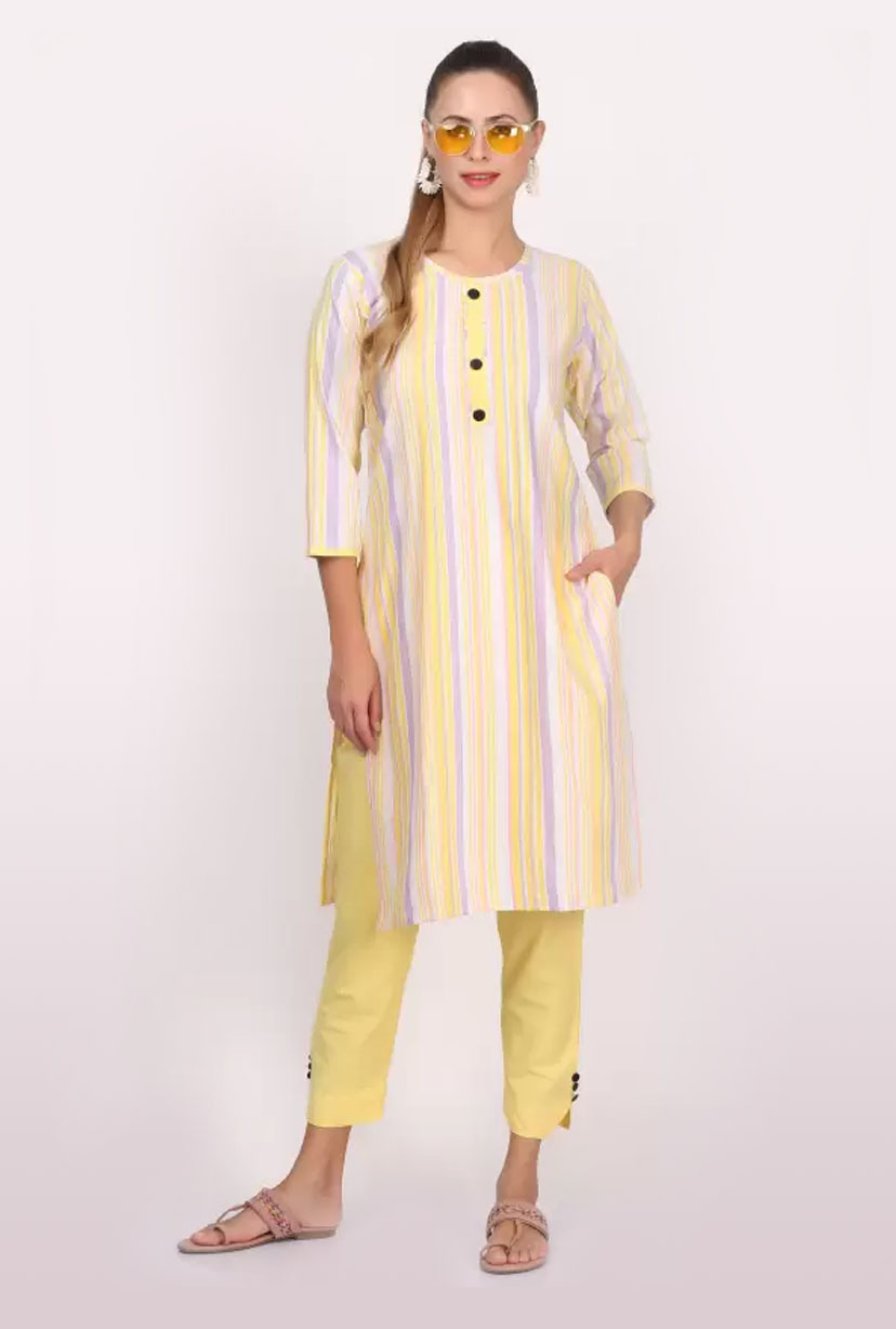 Women's Kurti with Pant Set Cotton Fabric