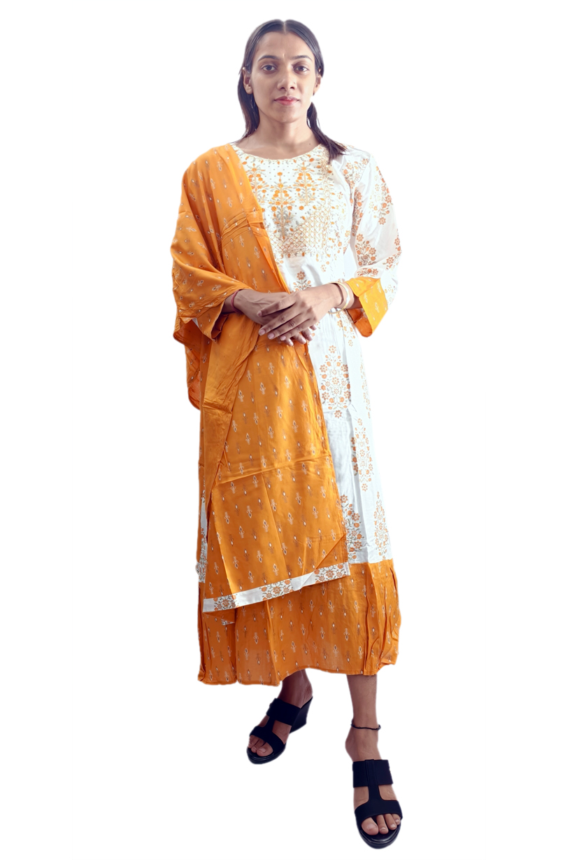 Women Cotton Ghera Kurti with Dupatta 