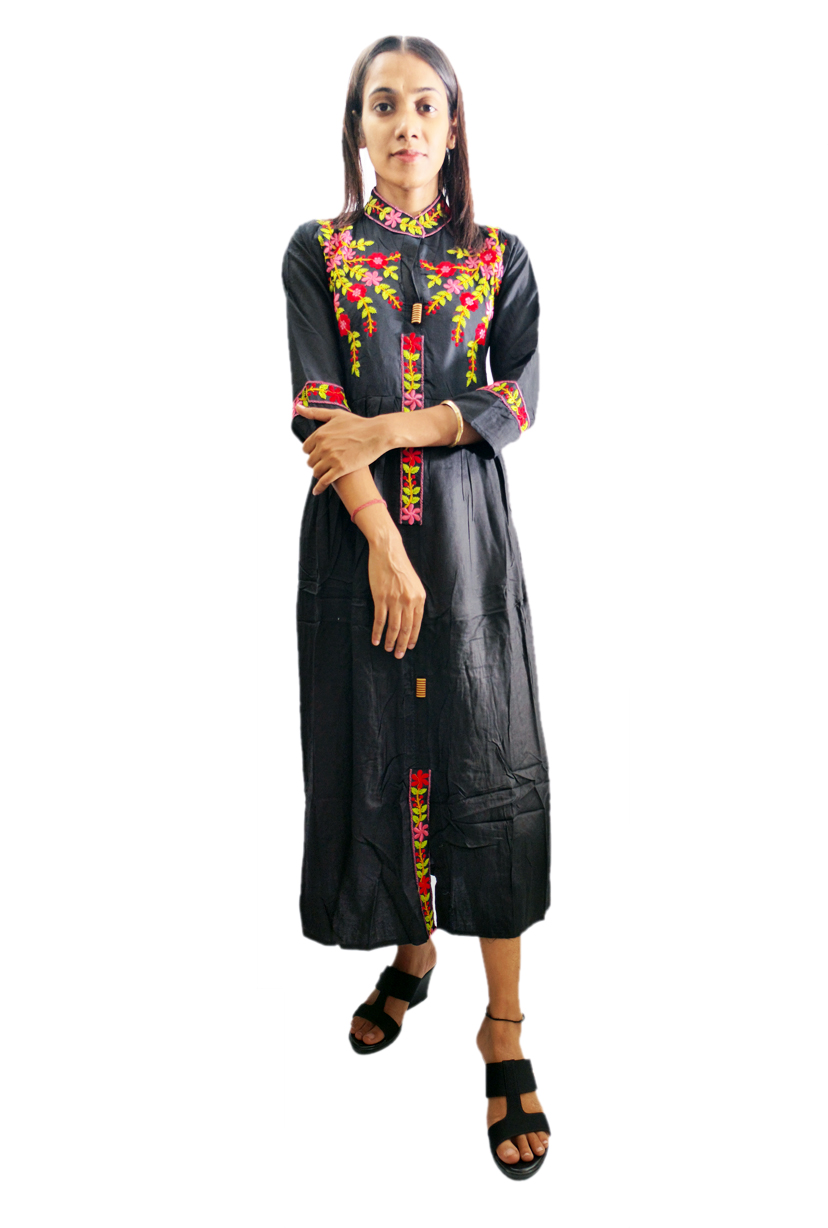 Women Cotton Designer Gown with Embroidery 