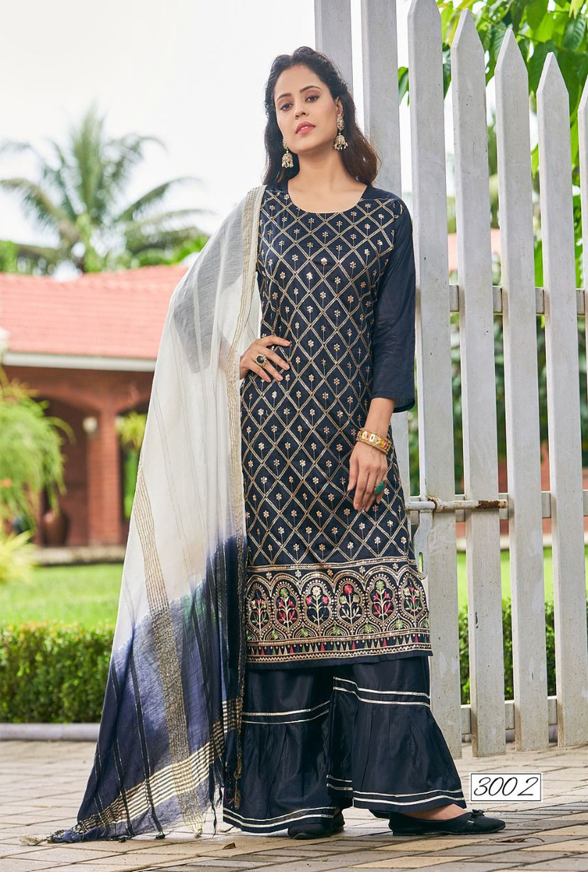 Pure Chanderi Kurti With Sharara