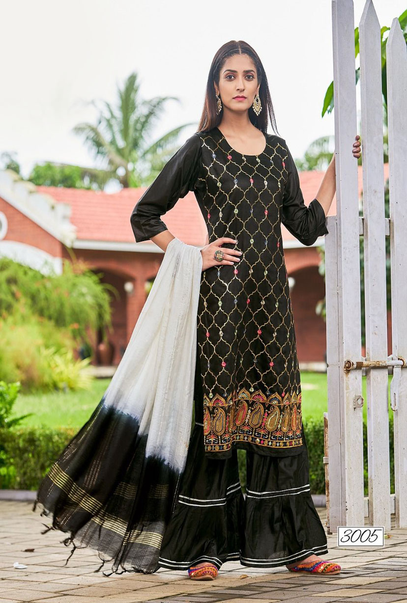 Pure Chanderi Kurti With Sharara