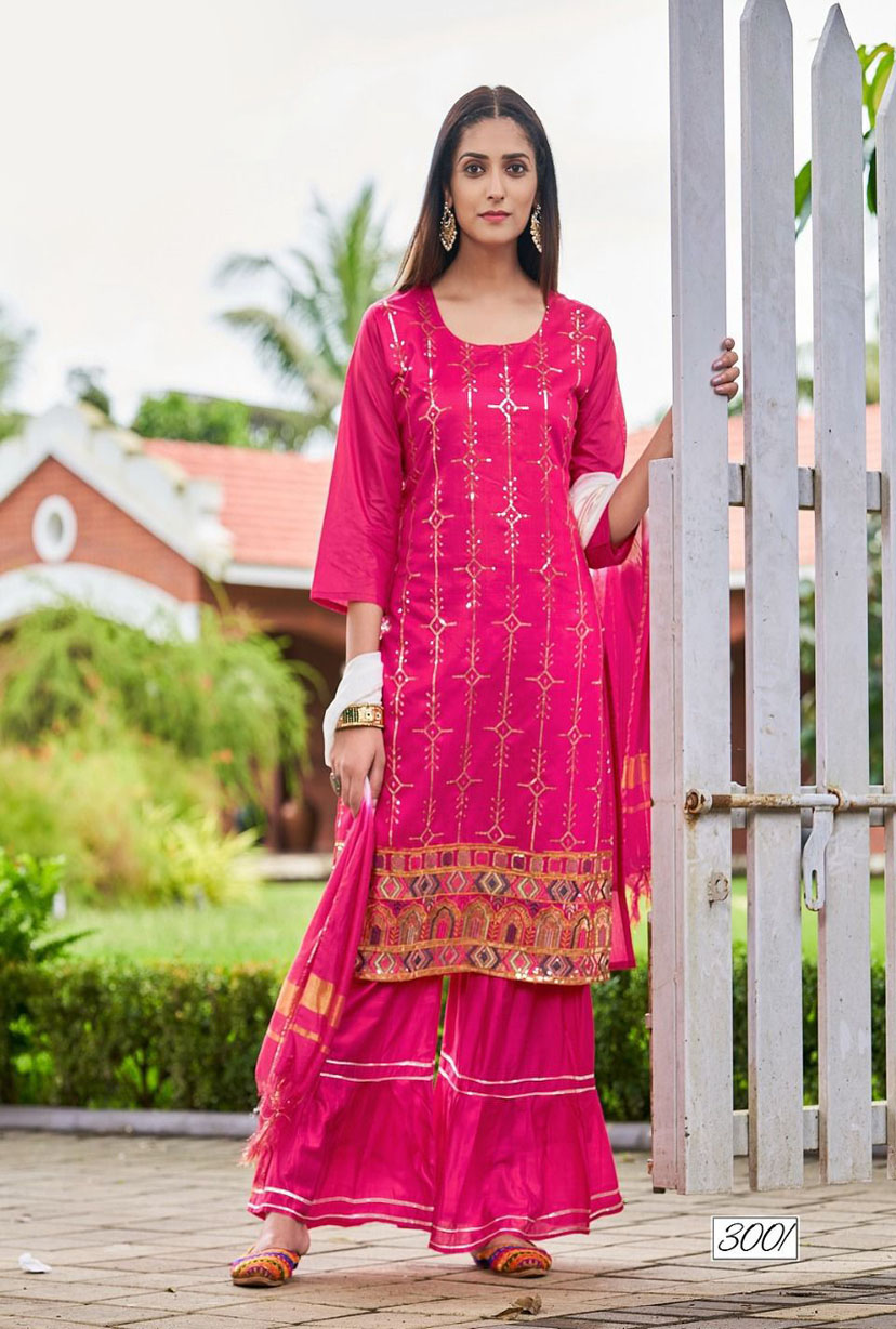 Pure Chanderi Kurti With Sharara