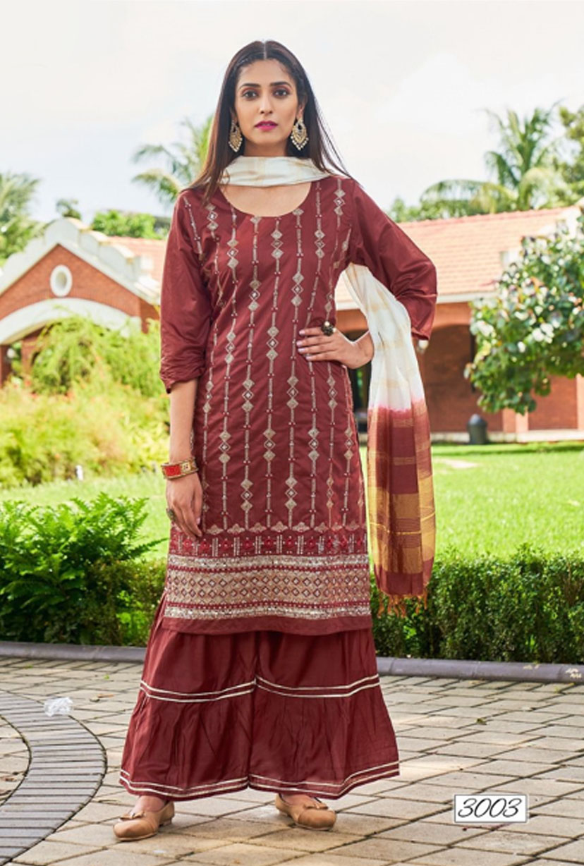 Pure Chanderi Kurti With Sharara