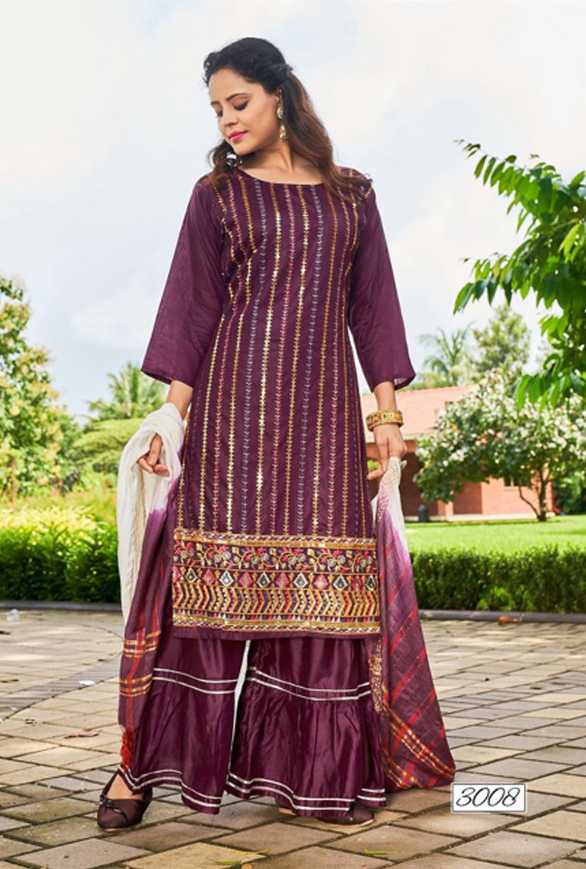 Pure Chanderi Kurti With Sharara