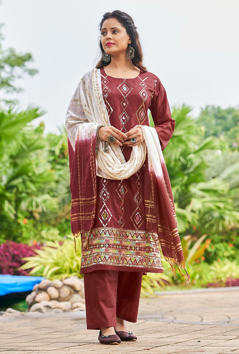 Pure Chanderi Kurti Pant with Dupatta