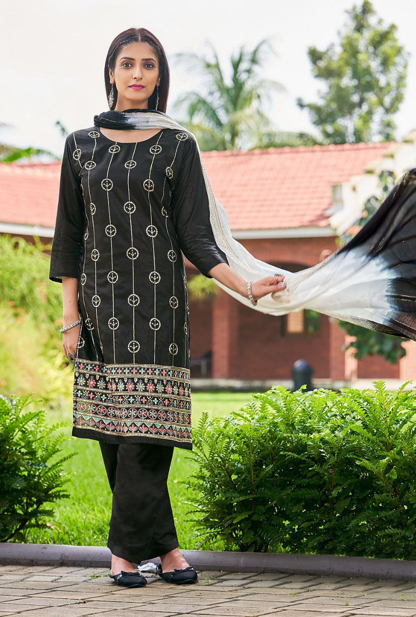 Pure Chanderi Kurti Pant with Dupatta